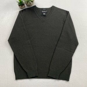 Eddie Bauer Stretch Lambswool Blend Knit Long Sleeve V Neck Pullover Sweater